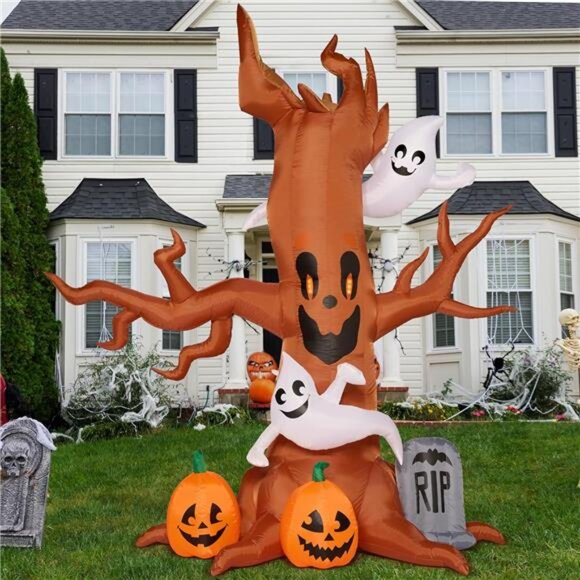 Joiedomi 8‎ FT Halloween Inflatable Scary Tree with Ghost Decorations, Pumpkin - Picture 5 of 8
